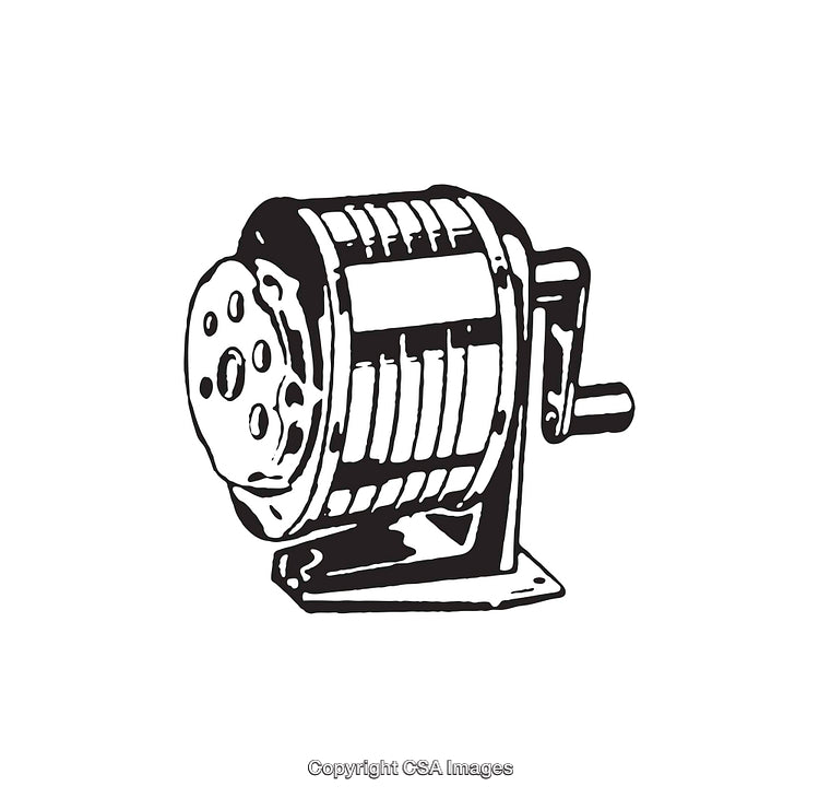 Vintage Black and White Line Art of a Manual Device
