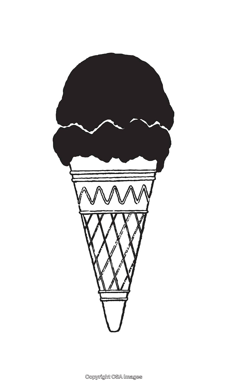 Black And White Line Art Illustration of Ice Cream Cone
