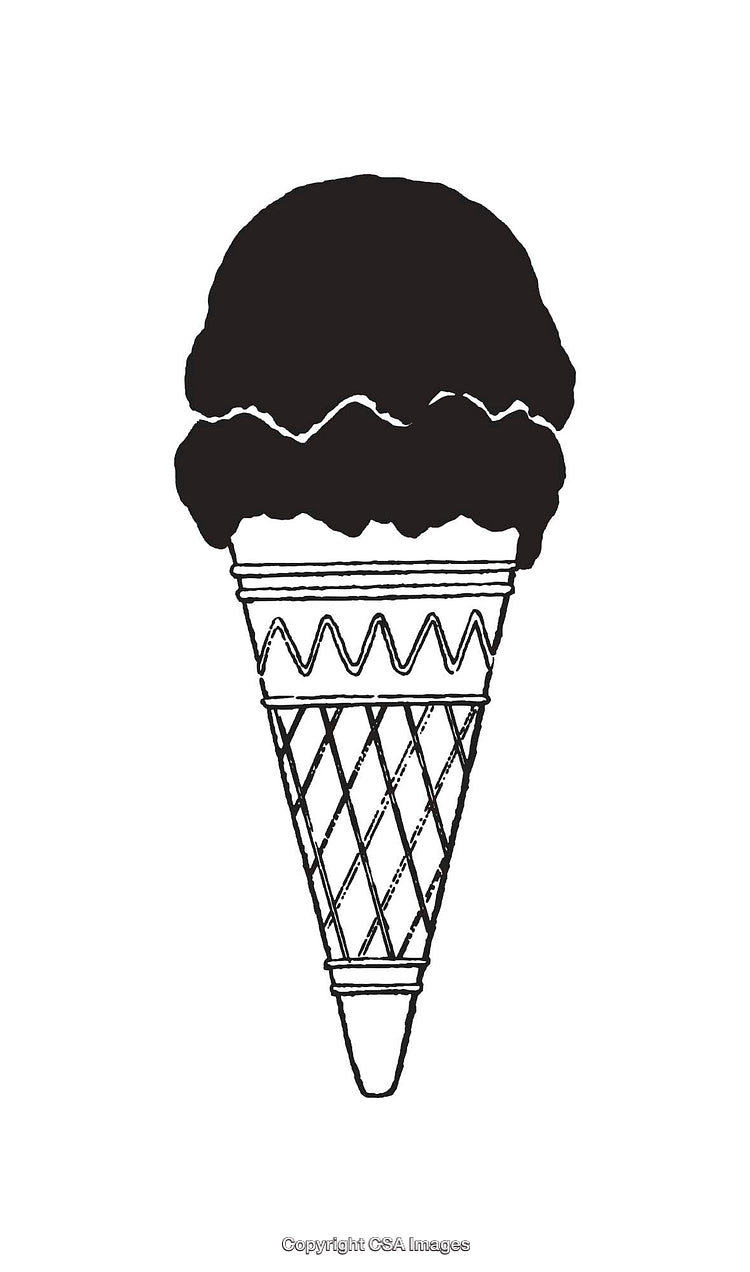 Black And White Line Art Illustration of Ice Cream Cone