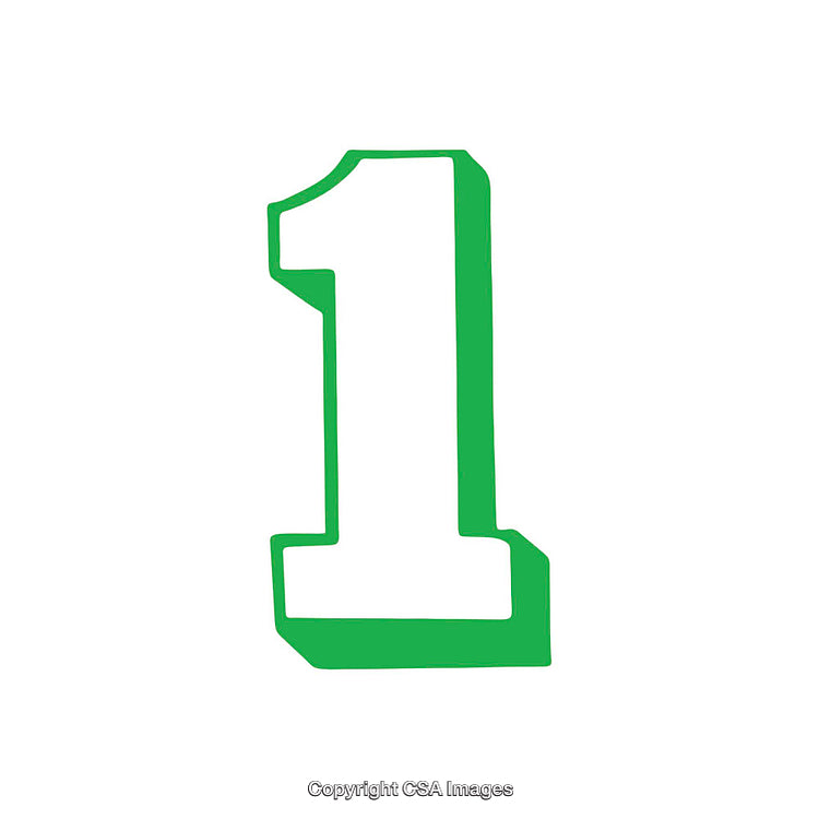 Green Number One on White Background Creating Bold Contrast