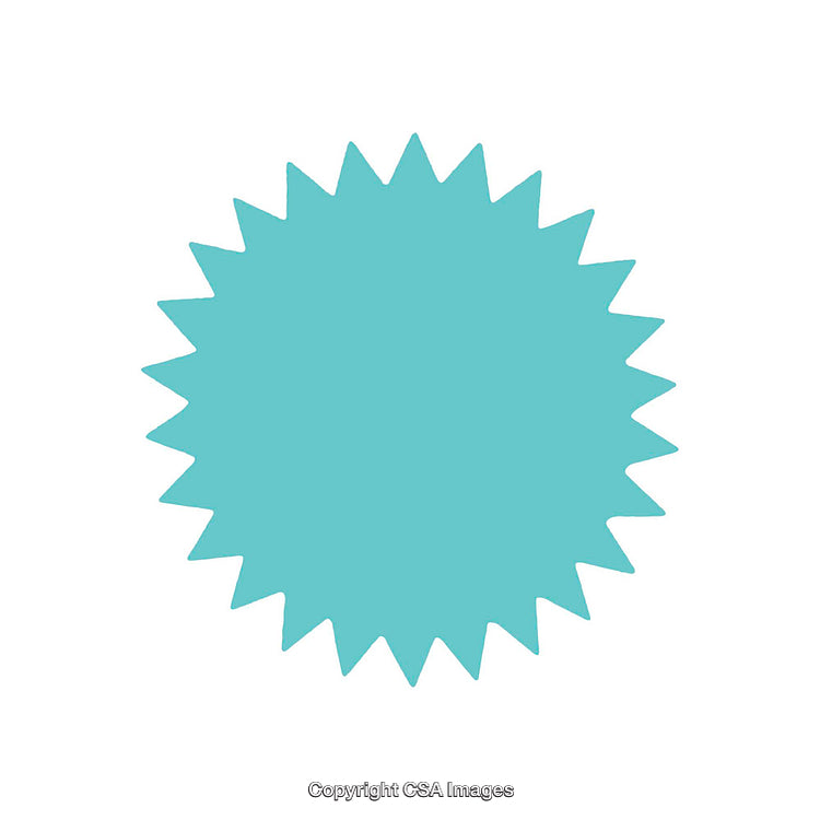 Turquoise Starburst Shape Isolated on White Background for Design Projects