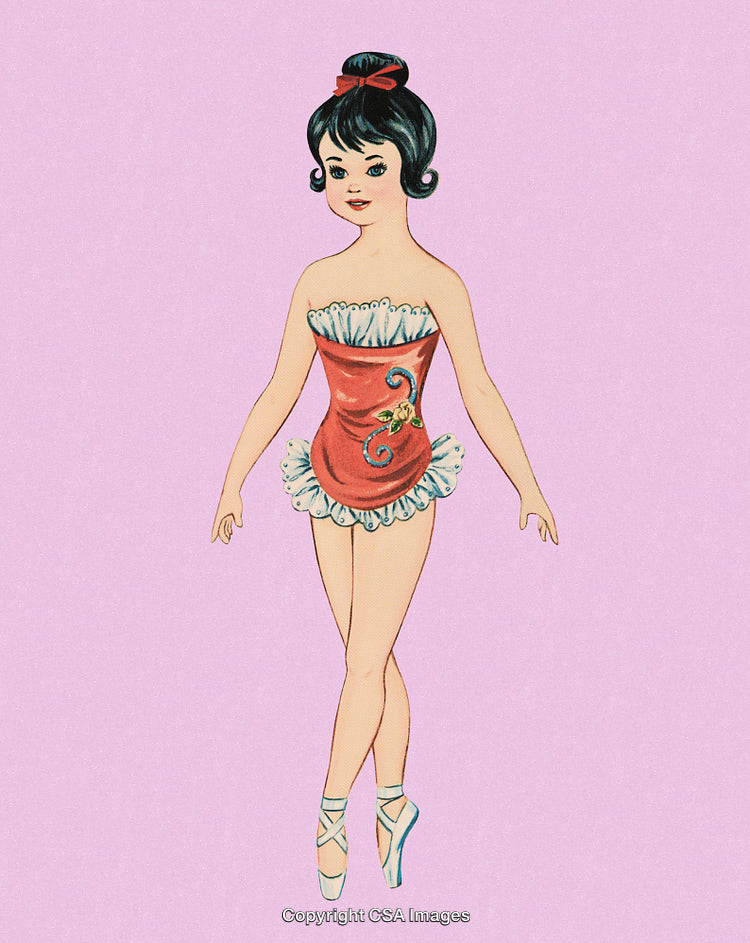 Vintage Illustration of a Ballerina in a Coronation Costume on Pink Background