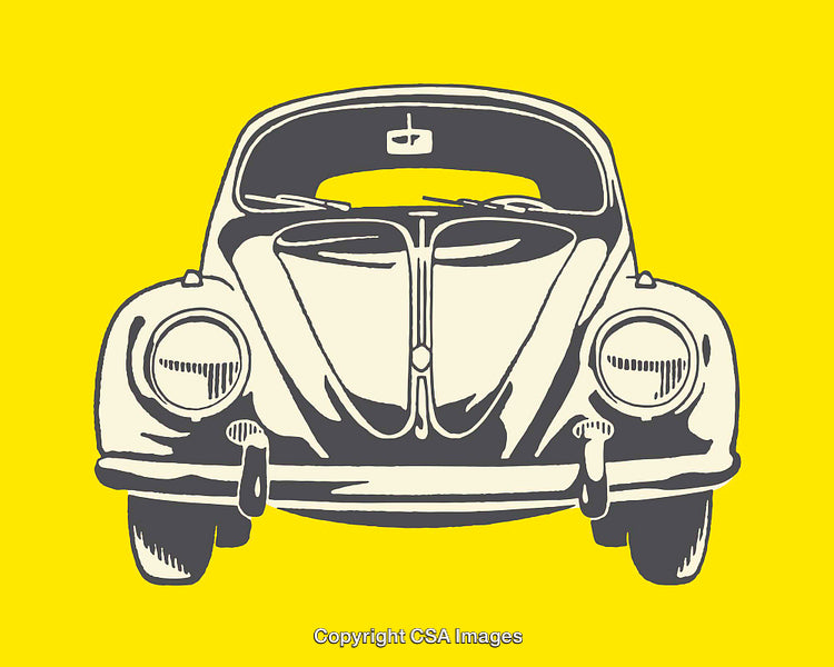 Classic Yellow Car Illustration with Retro Aesthetic