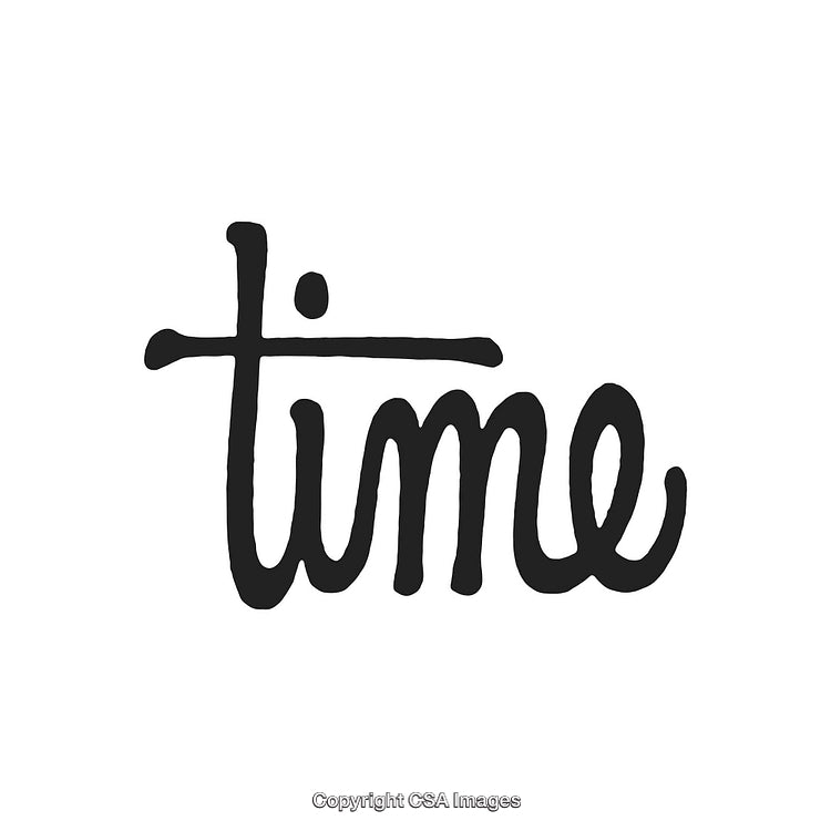 Handwritten Word 'Time' in Stylish Black on White