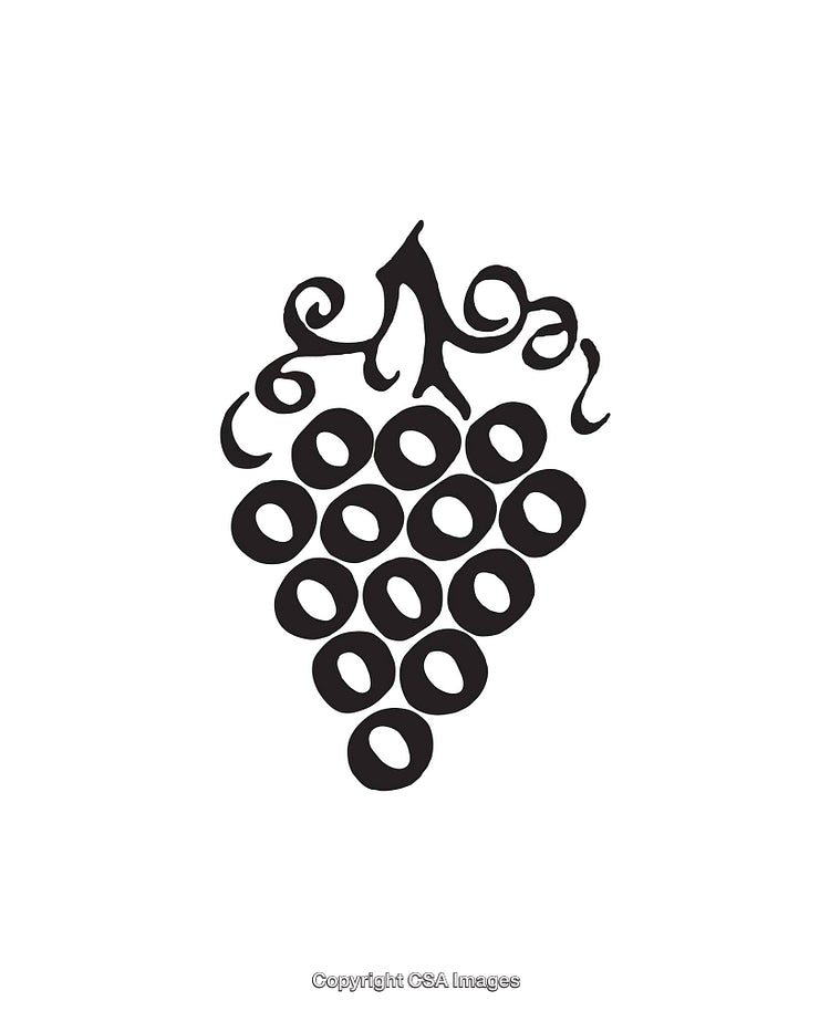 Black and White Artistic Grape Bunch Icon with Elegant Design