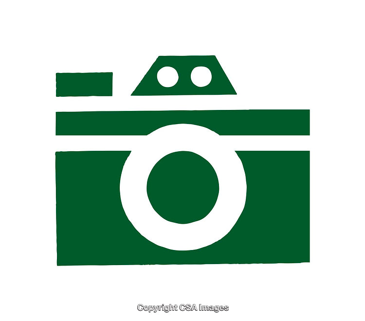 Green Minimalist Camera Icon Featuring Bold Geometric Shapes