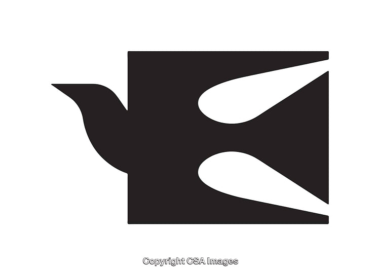 Minimalistic Black and White Bird Icon in Geometric Art Style