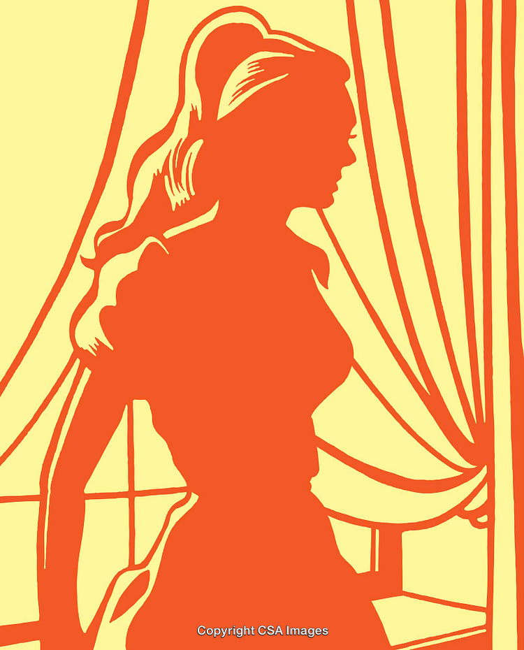 Colorful Silhouette of a Woman Against a Dramatic Background