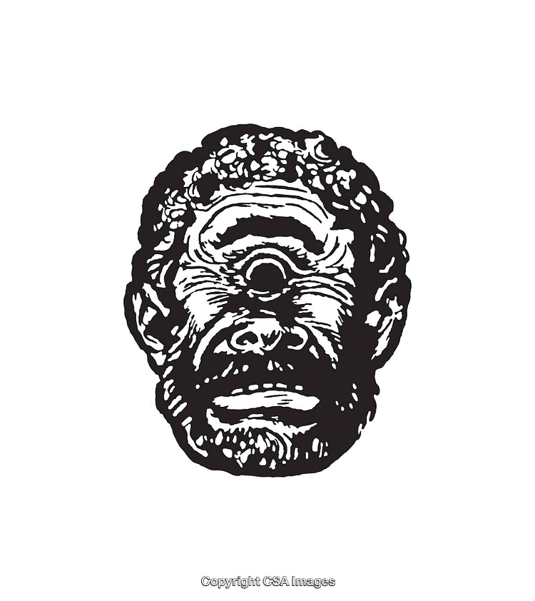 Black And White Cyclops Head Line Art Illustration
