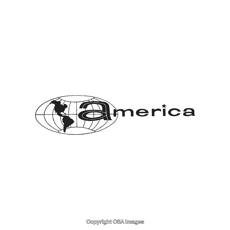 Globe and Stylized America Text Design in Black and White