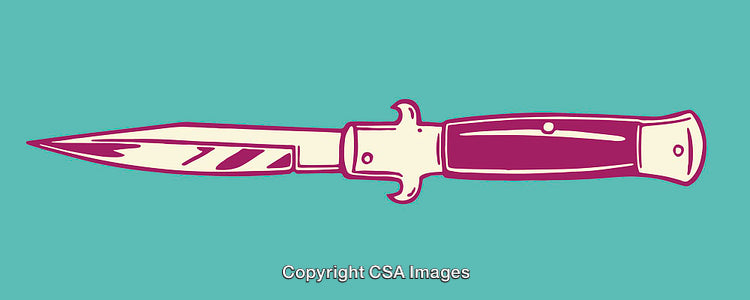 Colorful Line Art Illustration of a Retro Styled Pocket Knife