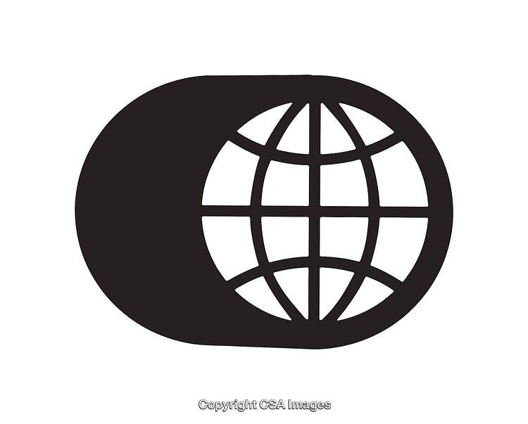 Minimalistic Black and White Globe Icon with Bold Design