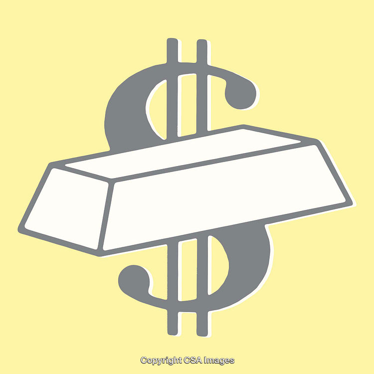 Dollar Symbol and Gold Bar on Light Yellow Background Illustration