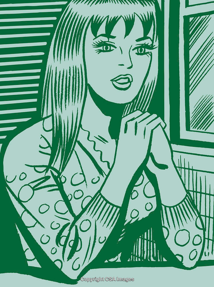 Pop Art Style Illustration of a Woman With Nostalgic Expression
