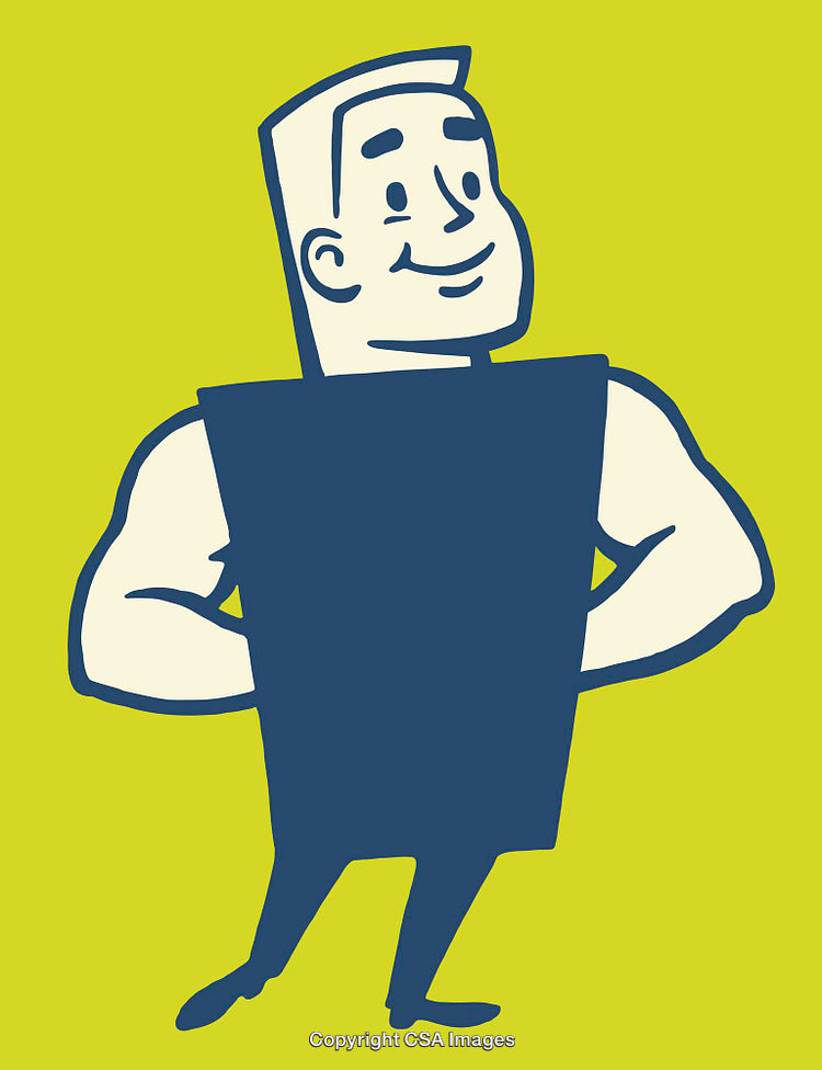 Cartoon Strongman Character Illustration on Bright Background