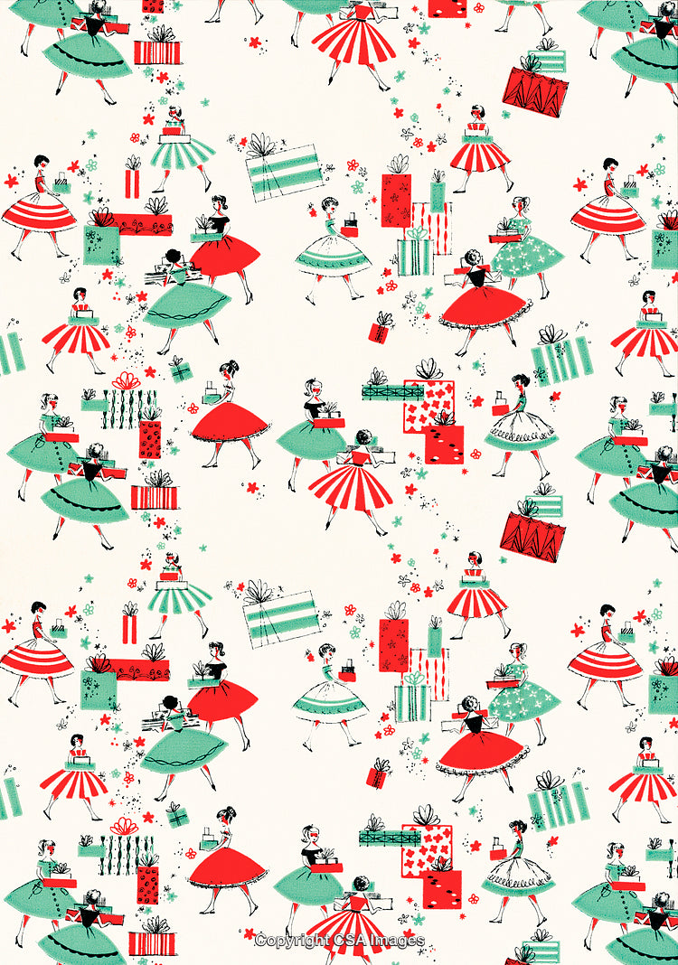 Girls in dresses pattern