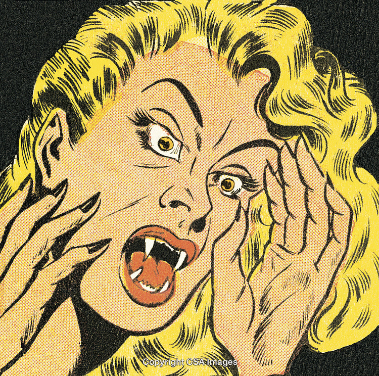 Comic Style Illustration of a Scared Female Vampire Portrait
