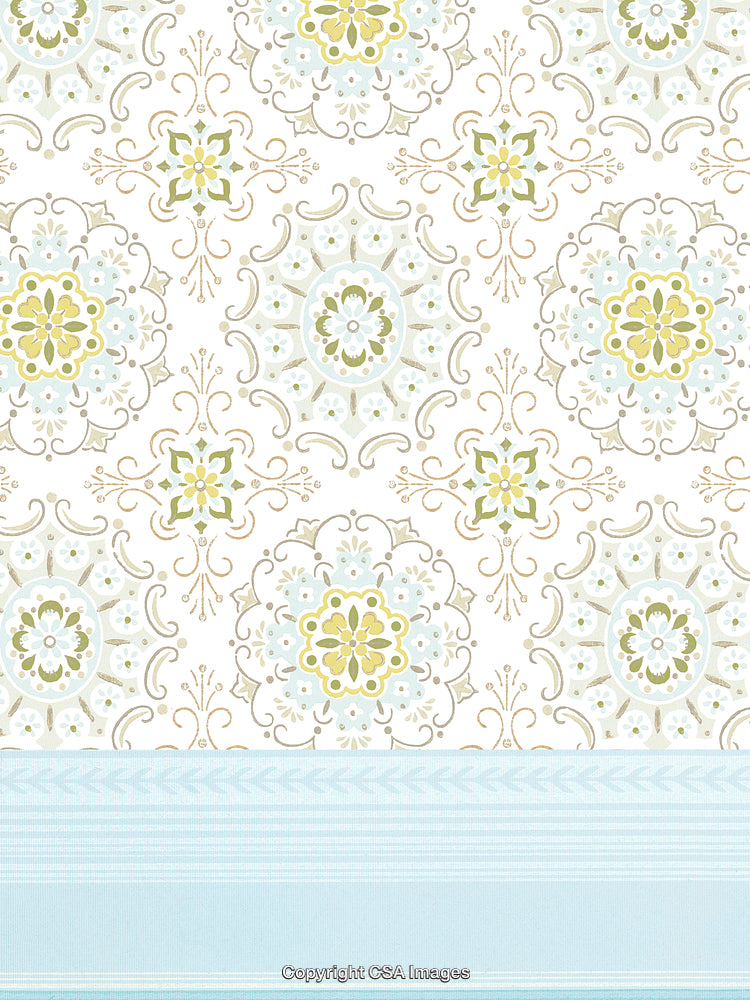 Elegant Floral Pattern Design with Decorative Blue and Green Details