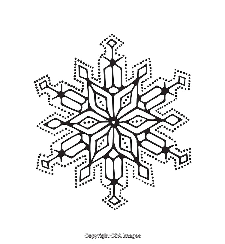 Intricate Black And White Snowflake Mandala Line Art Design