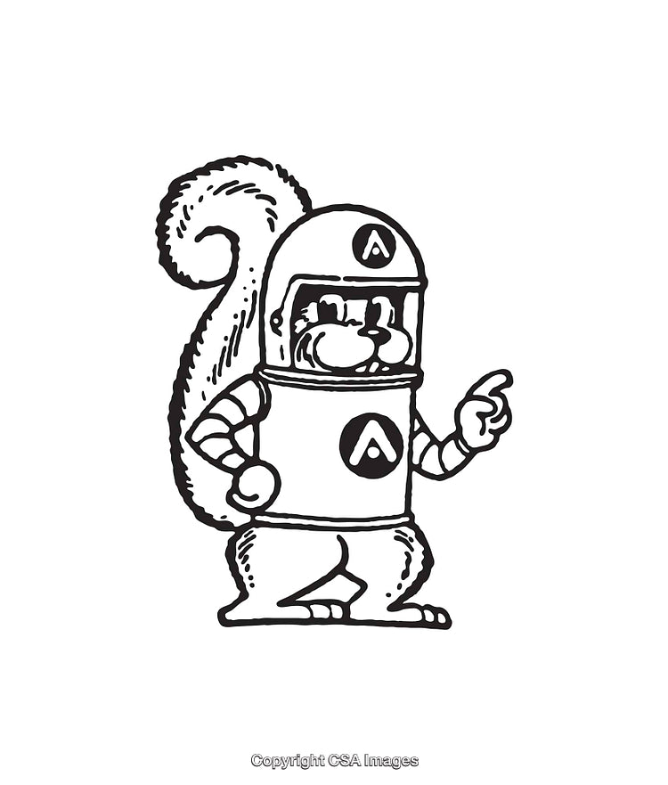 Cartoon Illustration of Squirrel in Astronaut Suit With Tail and Expression