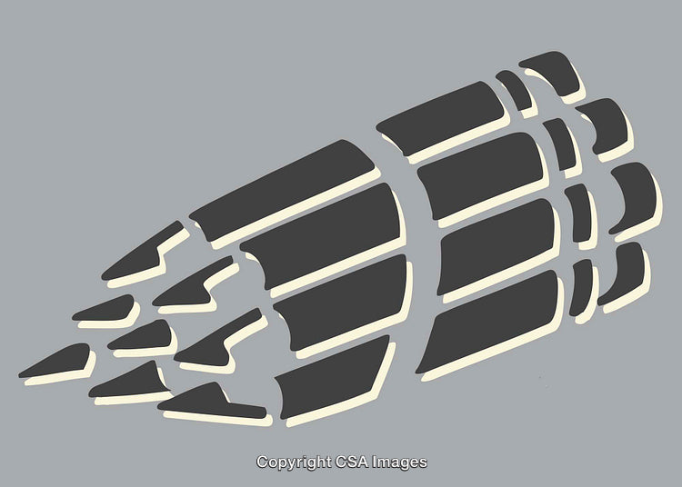 Abstract Exploded View of a Tire Illustration with Geometric Shapes