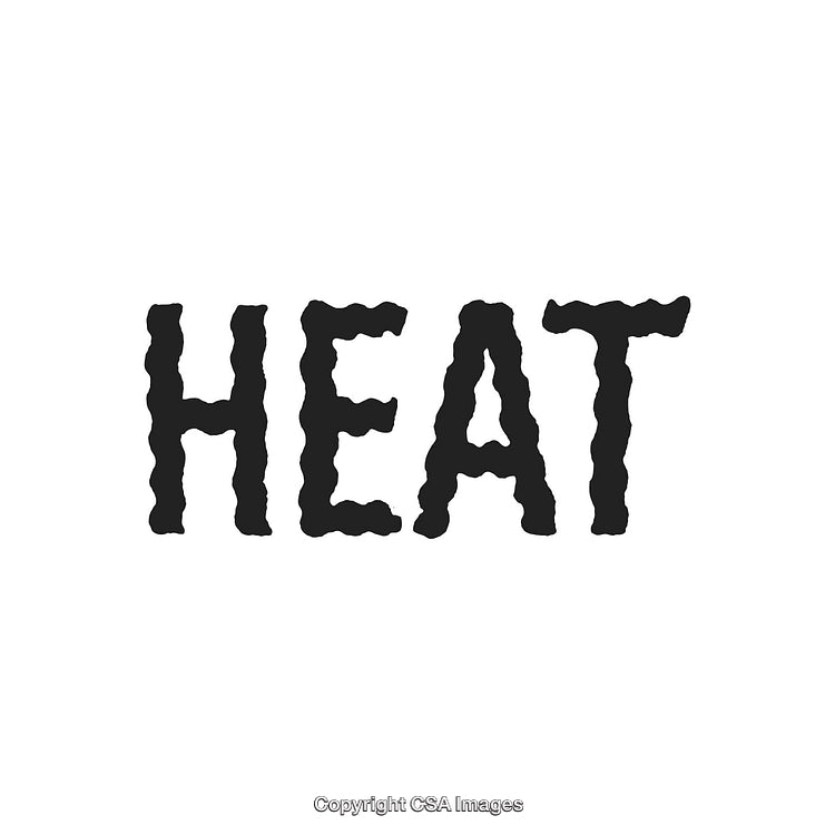 Wavy Text Effect Rendering of the Word 'Heat' on White Background