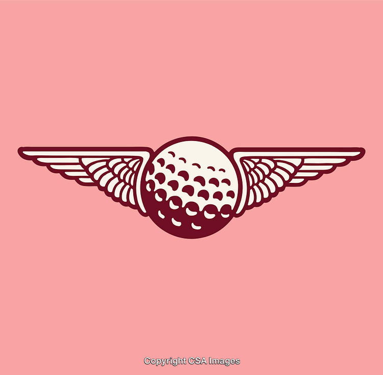 Stylized Golf Ball With Wings On Pink Background
