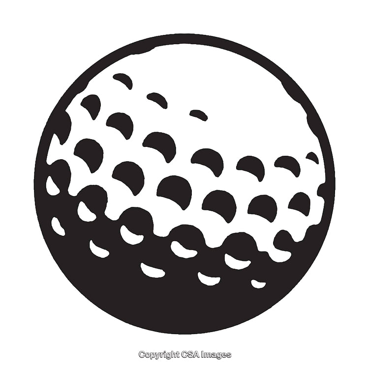 Black and White Line Art Illustration of a Golf Ball Sports Icon