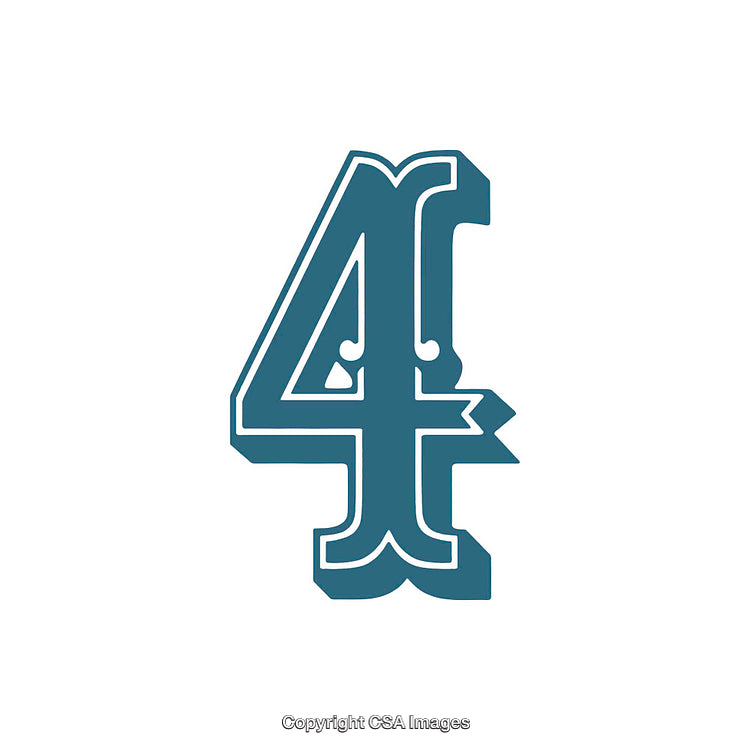 Decorative Number Four in Elegant Style Representing Creativity and Design