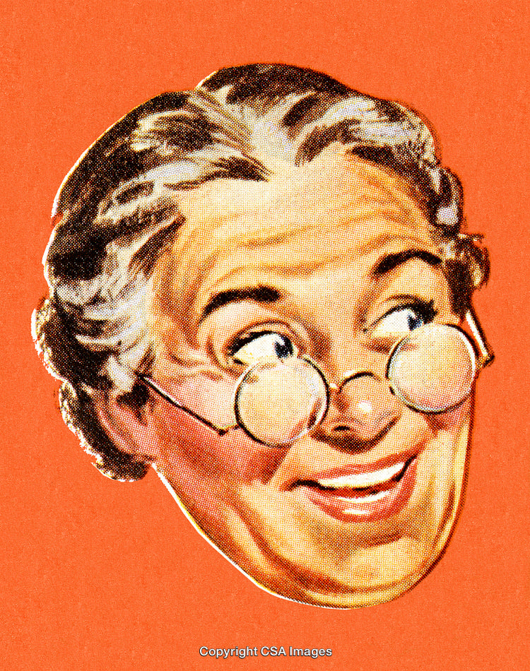 Retro Illustration of a Cheerful Woman Wearing Glasses on Bright Background