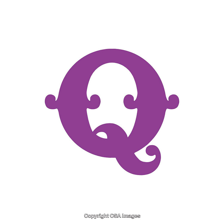 Purple Artistic Letter Q Design on Clean White Background