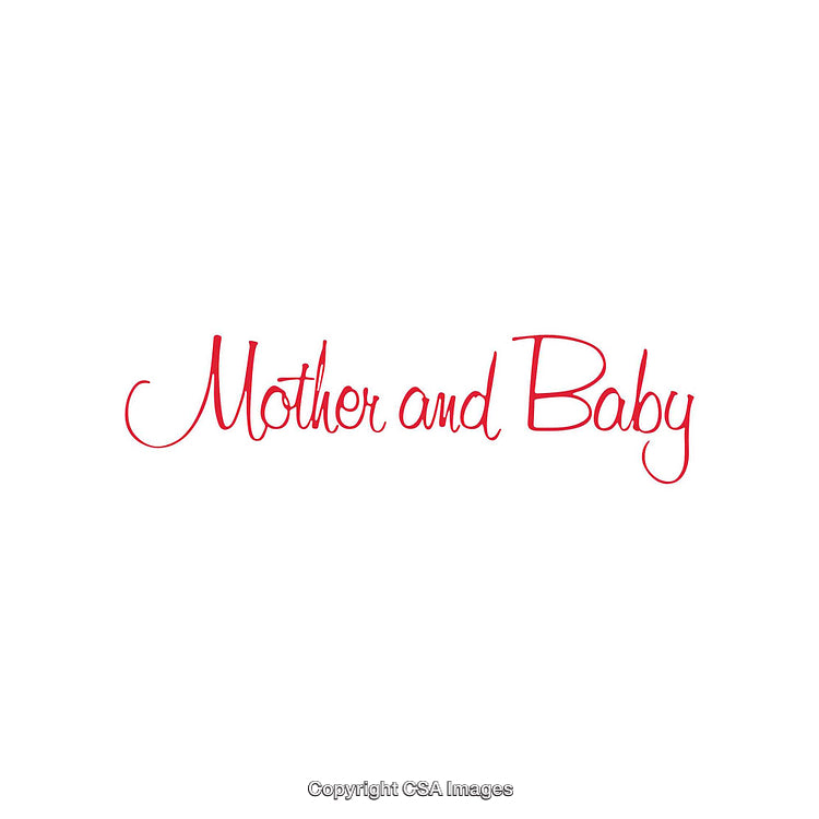 Elegant Text Image Featuring 'Mother And Baby' in Stylish Red Font