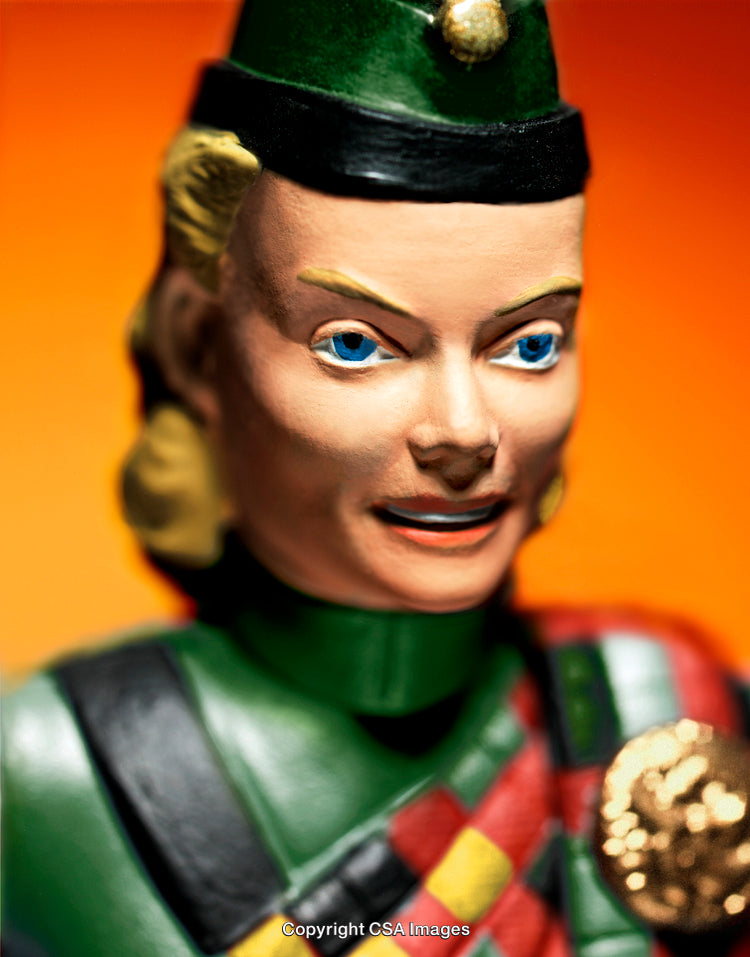 Close-Up of a Colorful Toy Soldier Figurine on a Vibrant Background