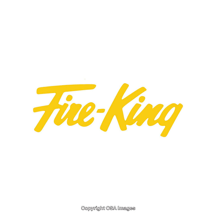 Vintage Yellow Fire-King Brand Logo on Clean White Background