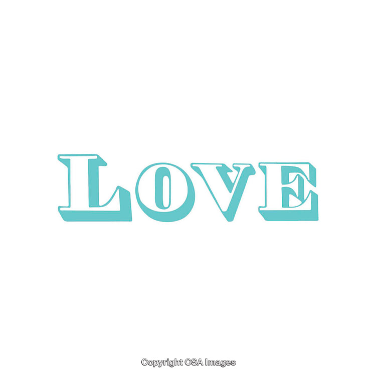 Turquoise Decorative Typography Art Featuring the Word Love in Bold Letters