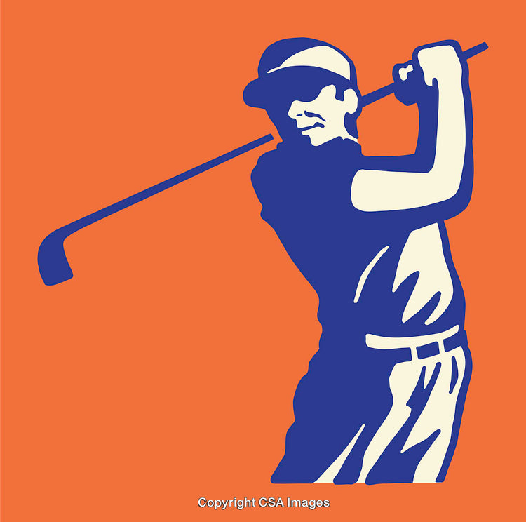 Silhouette of Golfer Swinging Club in Illustration Style Artwork