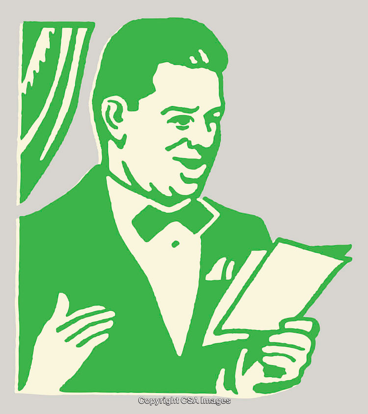 Elegant Man in Bow Tie Reading Document Illustration