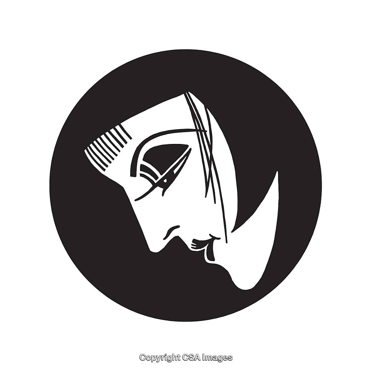 Elegant Black and White Line Art Portrait of a Woman in Profile