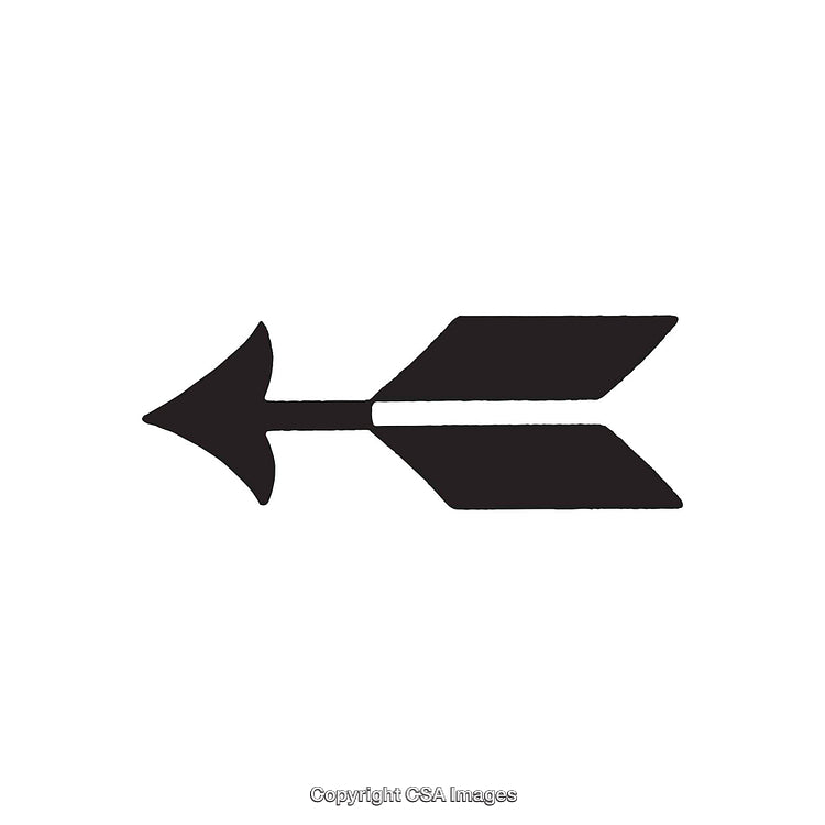 Minimalist Black Arrow Drawn in Bold Abstract Design on White