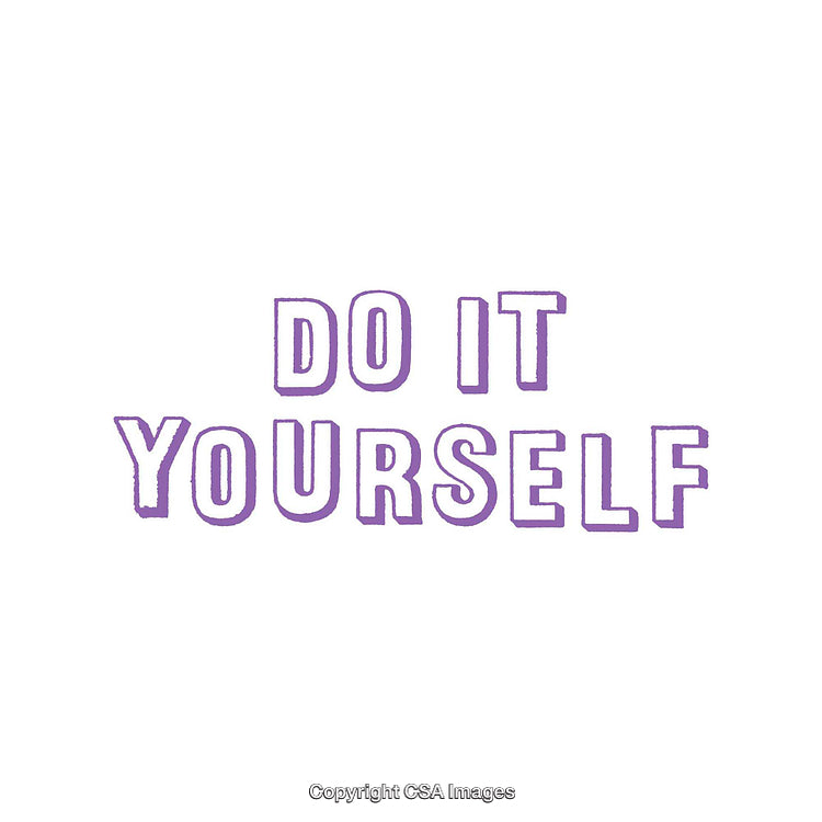 Purple Do It Yourself Text on Plain White Background