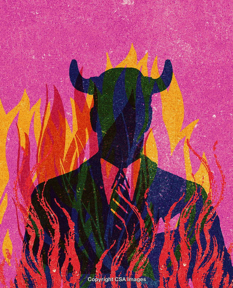 Abstract Business Figure in Flames With Creative Artistic Composition