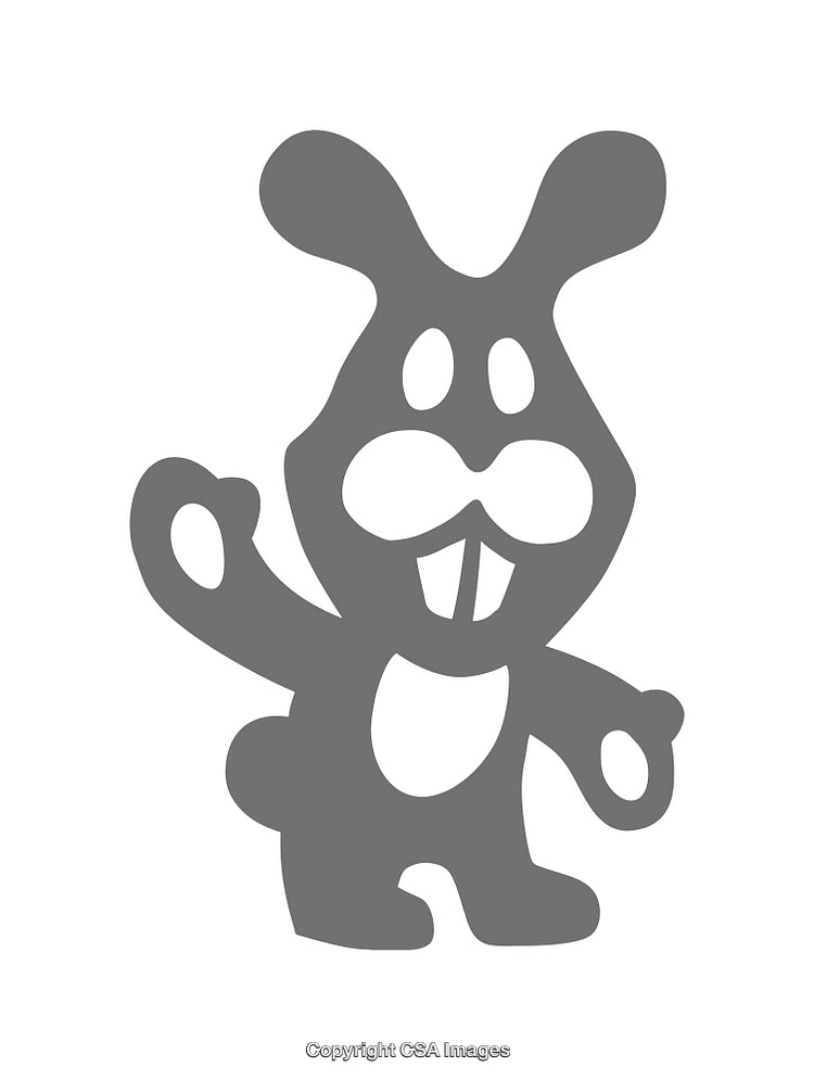 Cute Cartoon Style Rabbit Icon in Black and White Design