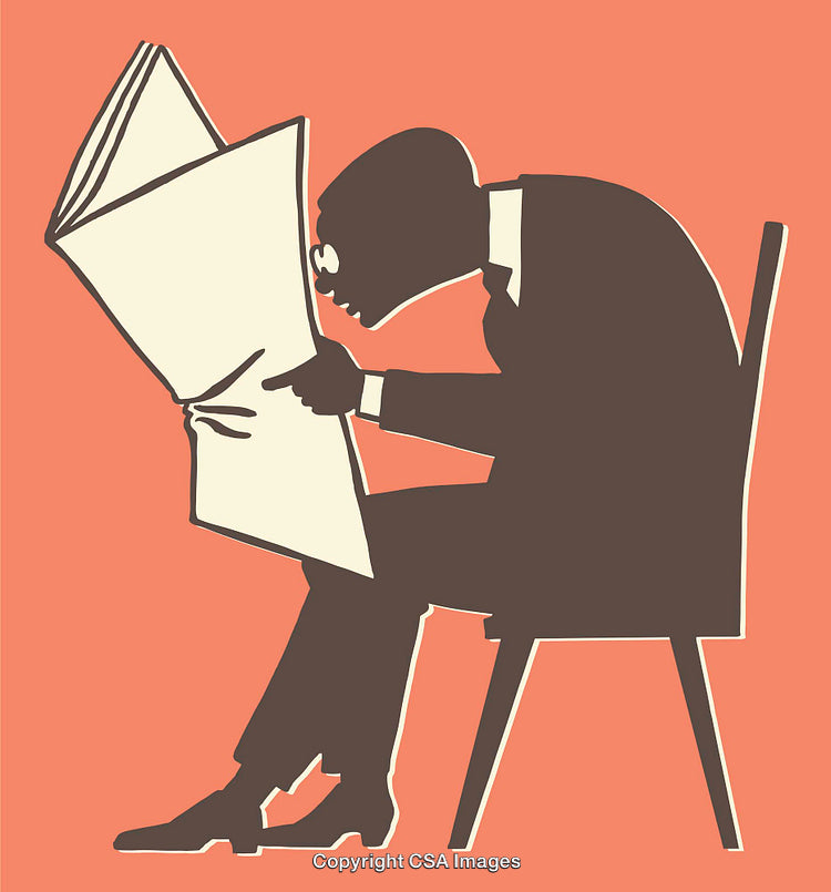 Silhouette Illustration of a Man Reading a Newspaper in a Chair