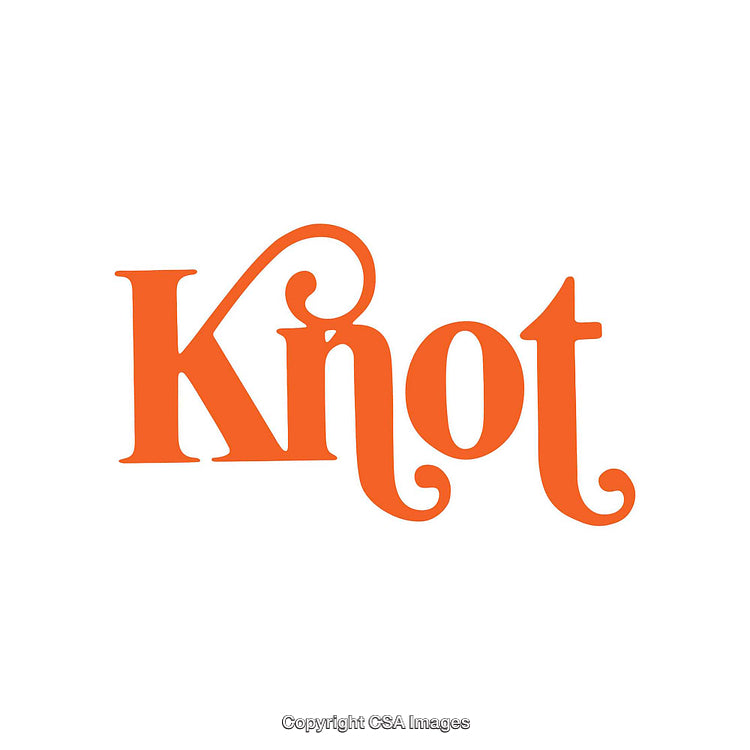 Orange Decorative Typography Featuring the Word 'Knot' in Curvy Letters