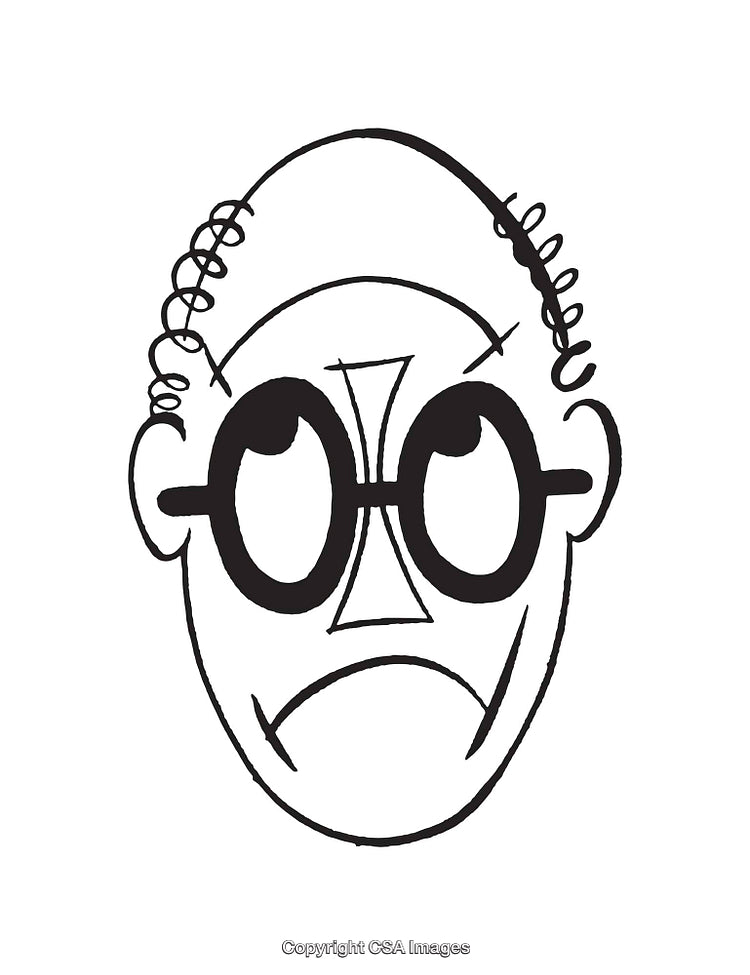 Minimalistic Line Drawing of a Face With Glasses in Black and White