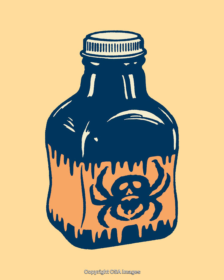 Illustration of Poison Bottle with Skull and Spider Icon Design