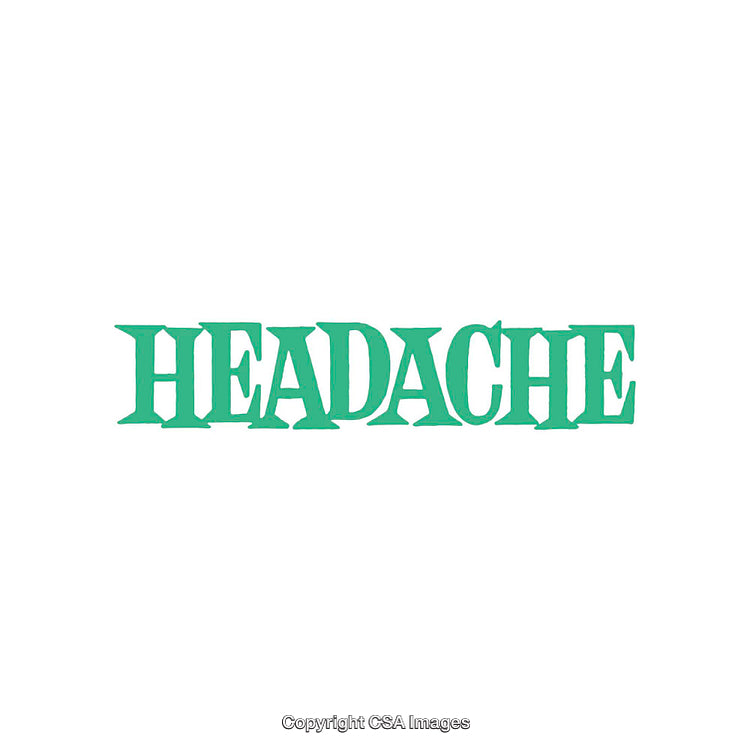 Green Text Displaying the Word Headache on a White Background