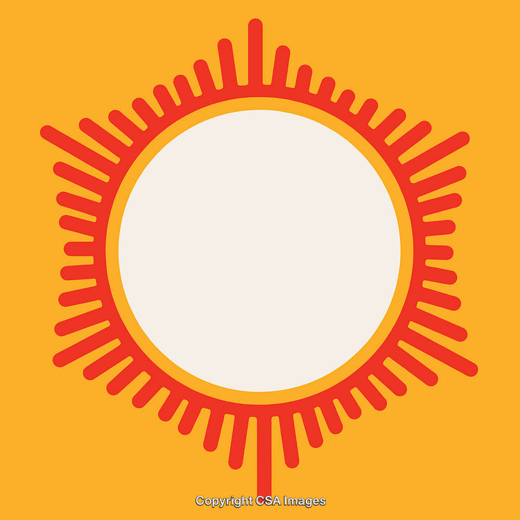 Vibrant Sun Design with Bold Rays on Orange Background