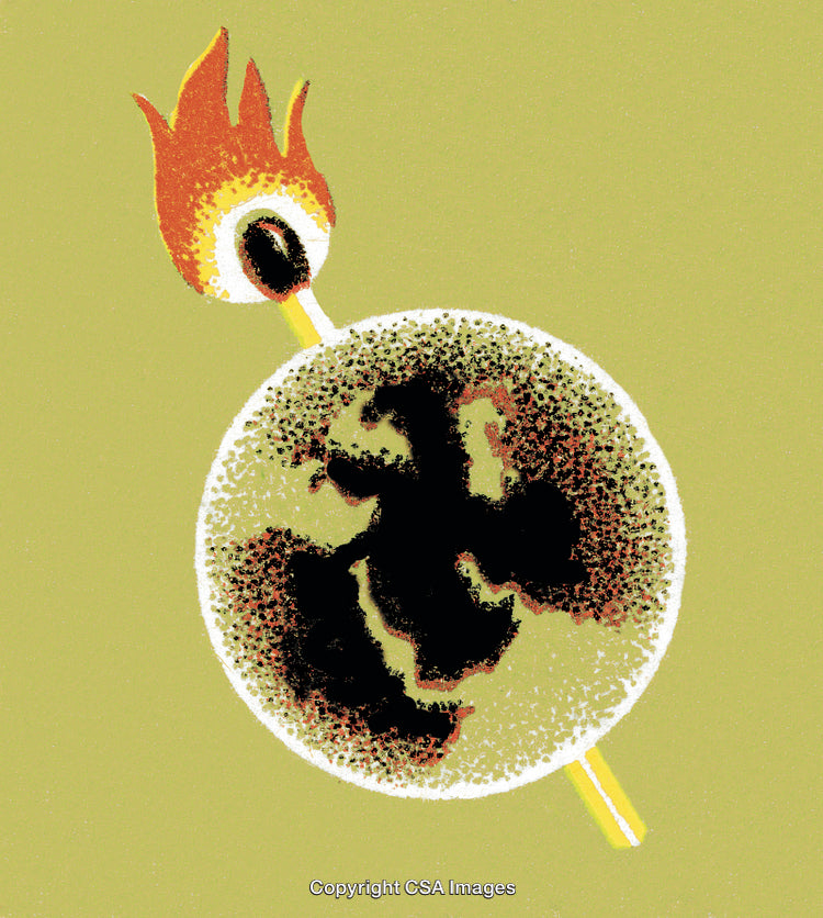 Illustration of a Burning Globe Representing Climate Change and Environmental Issues