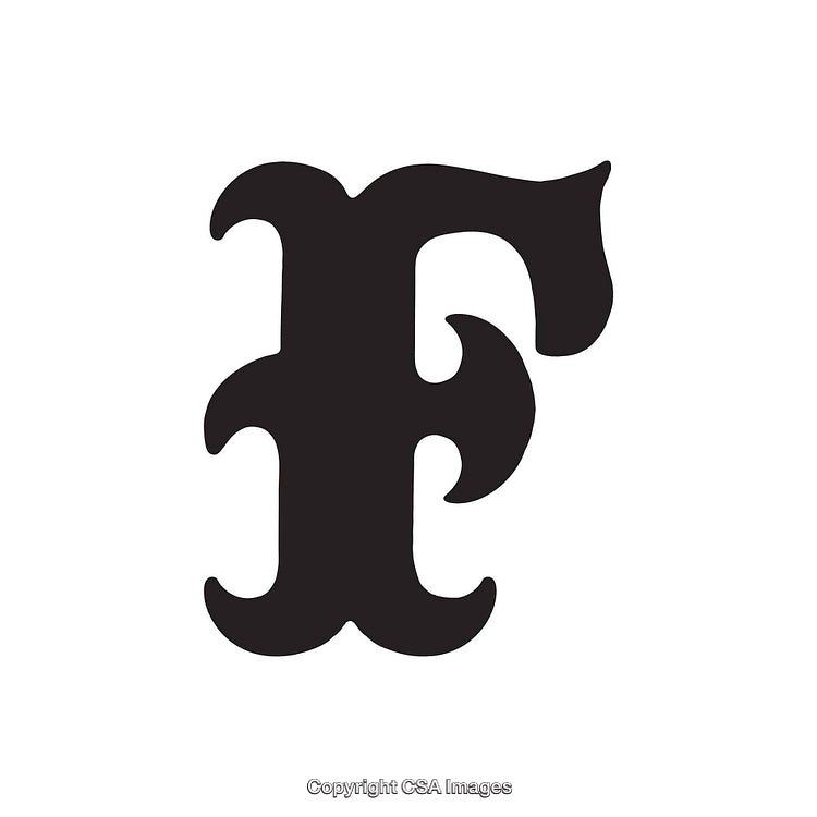 Decorative Typeface Letter F in Black Stylized Font Design